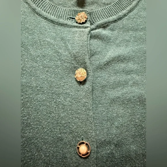 Charter Club Teal Cardigan with Cute Buttons - Picture 2 of 4